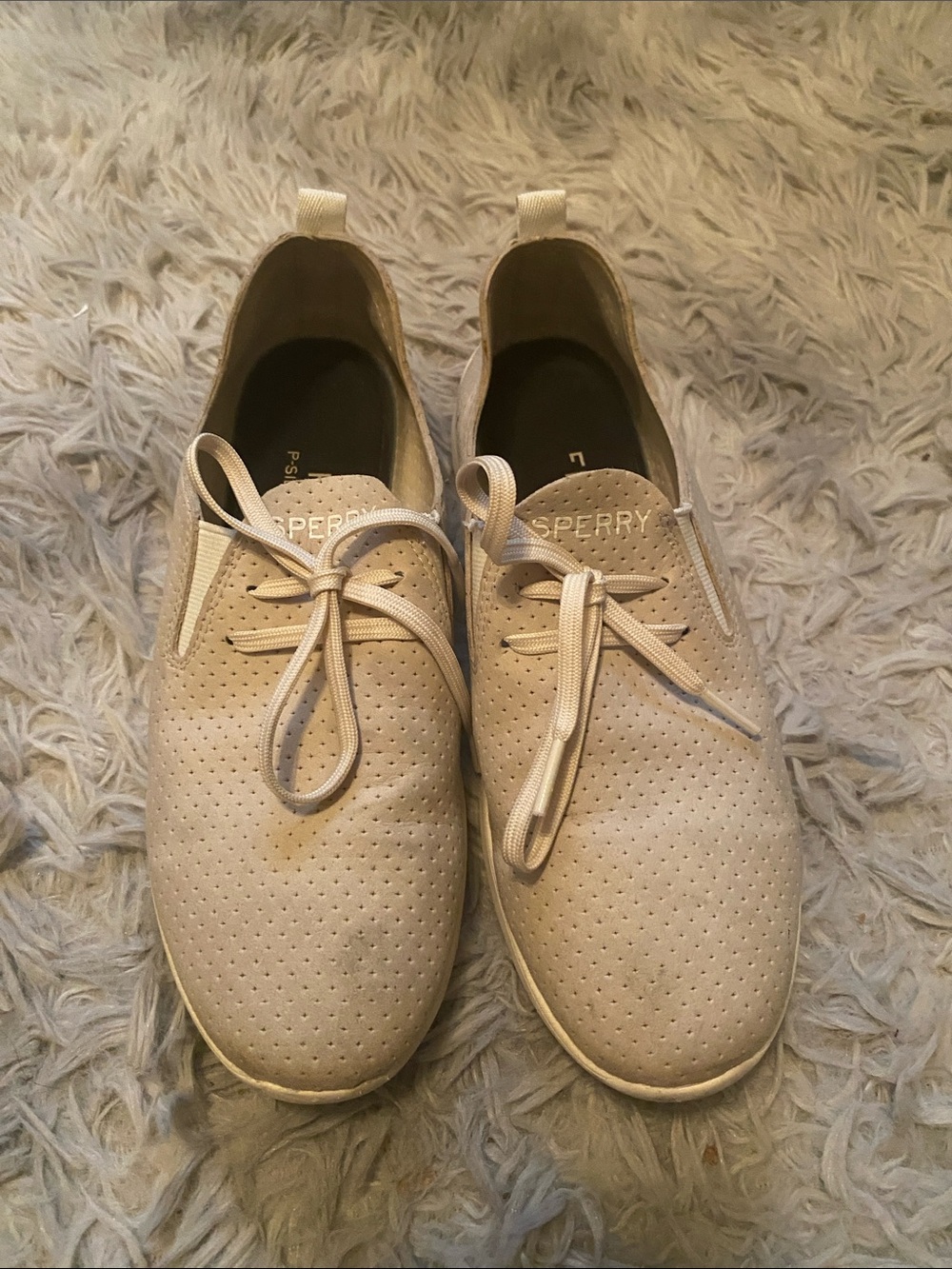 Sperry Men’s Perforated Light Tan Boat Shoes